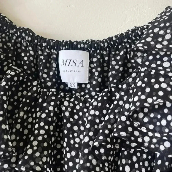 MISA Los Angeles Carlan Off Shoulder Top in Black with White Dots Size XS EUC - Picture 6 of 9